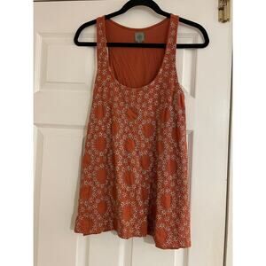 Anthropology HWR orange sleeveless embroidered top size medium